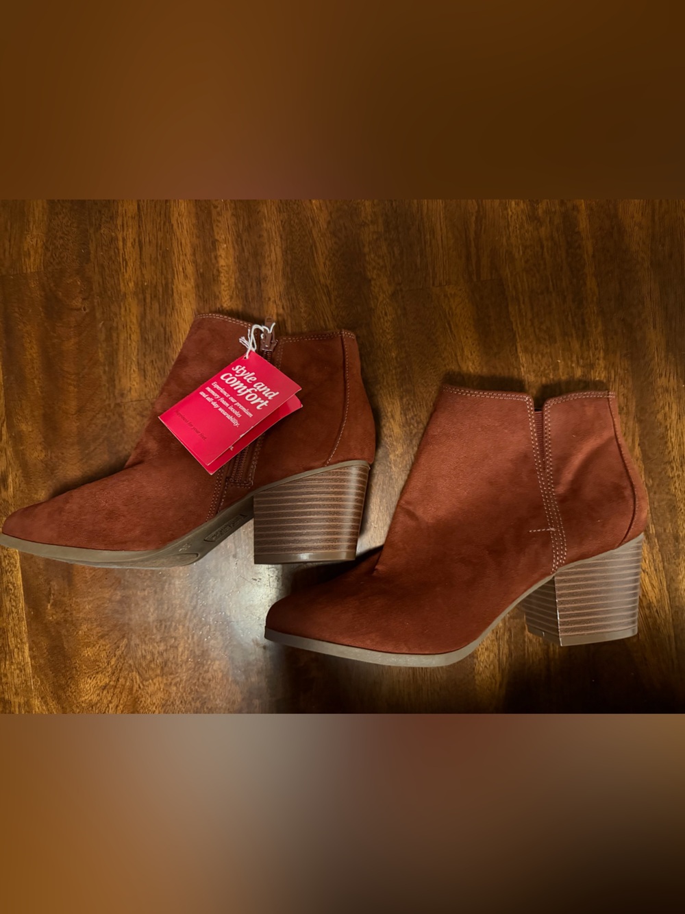 New Dexflex Comfort Women's Rust Suede Ankle Boots - with Side Zip